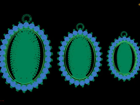 Virgin Mary Oval Pendant STL 3D Printable Catholic Medallion with Stones 3D Print Model