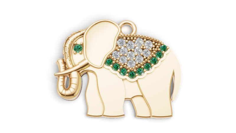 Elephant Pendant Diamond Animal Jewelry Lucky Charm 3D Print Model .c4d .max .obj .3ds .fbx .stl .blend 