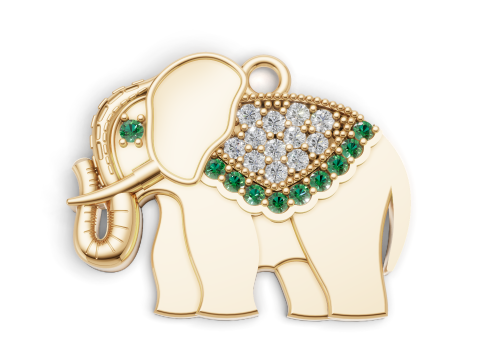 Elephant Pendant Diamond Animal Jewelry Lucky Charm 3D Модель