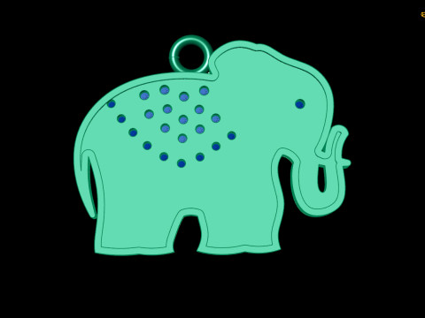 Elephant Pendant Diamond Animal Jewelry Lucky Charm 3D Print Model