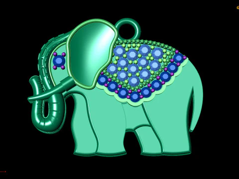Elephant Pendant Diamond Animal Jewelry Lucky Charm 3D Print Model