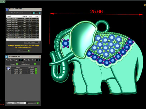 Elephant Pendant Diamond Animal Jewelry Lucky Charm 3D Print Model