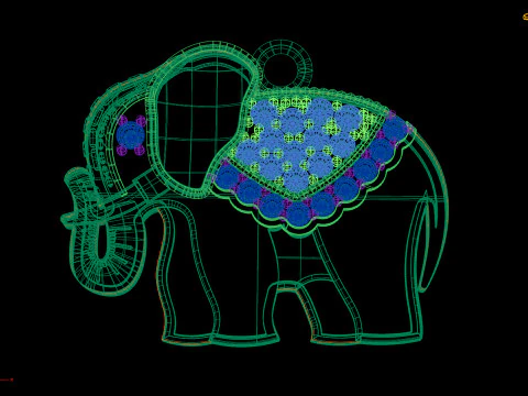 Elephant Pendant Diamond Animal Jewelry Lucky Charm 3D Print Model