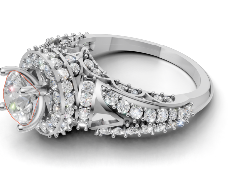 Luxury Halo Engagement Ring 3D CAD Jewelry Model STL 3DM Modello 3D