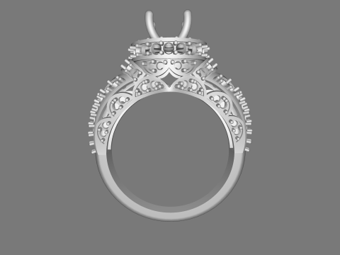 Luxury Halo Engagement Ring 3D CAD Jewelry Model STL 3DM Modello 3D