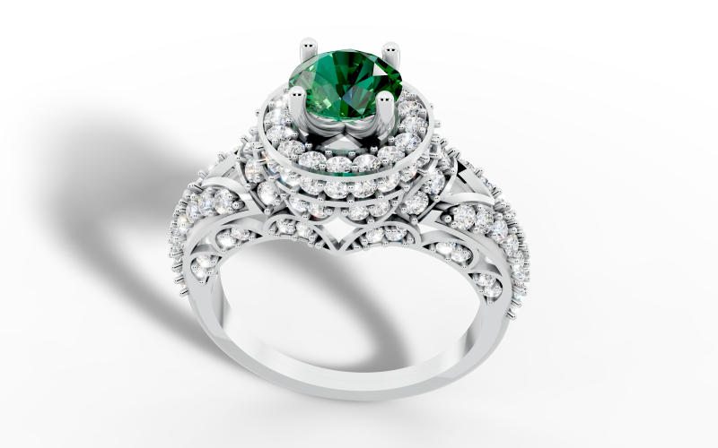 रिंग लार्ज सेंटर स्टोन डायमंड हेलो डिजाइन 3D मॉडल .c4d .max .obj .3ds .fbx .stl .blend