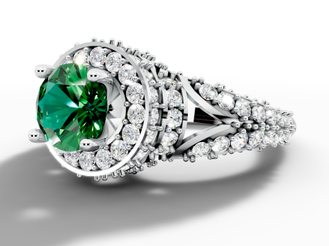 रिंग लार्ज सेंटर स्टोन डायमंड हेलो डिजाइन 3D मॉडल