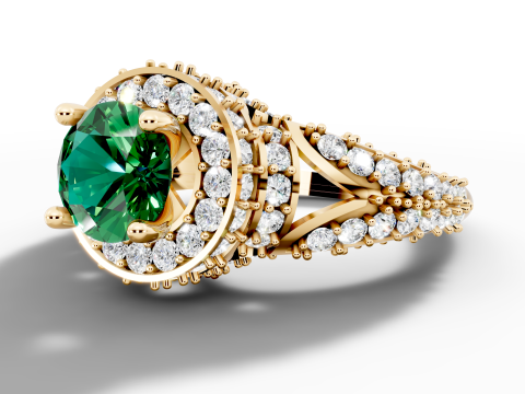 रिंग लार्ज सेंटर स्टोन डायमंड हेलो डिजाइन 3D मॉडल