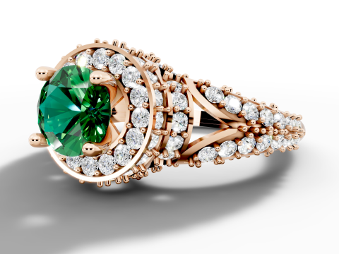 रिंग लार्ज सेंटर स्टोन डायमंड हेलो डिजाइन 3D मॉडल