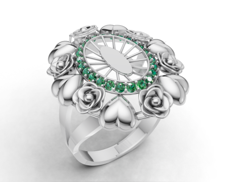 Elegant Heart Ring with Floral Accent 3D Jewelry Design Model 3D