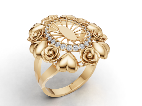Elegant Heart Ring with Floral Accent 3D Jewelry Design 3D Model