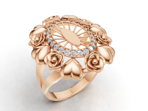 Elegant Heart Ring with Floral Accent 3D Jewelry Design 3D Model