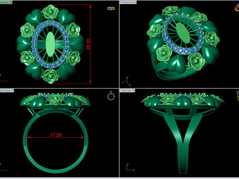 Elegant Heart Ring with Floral Accent 3D Jewelry Design 3D Model