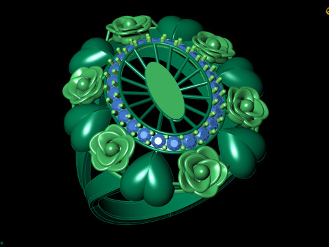 Elegant Heart Ring with Floral Accent 3D Jewelry Design 3D Model