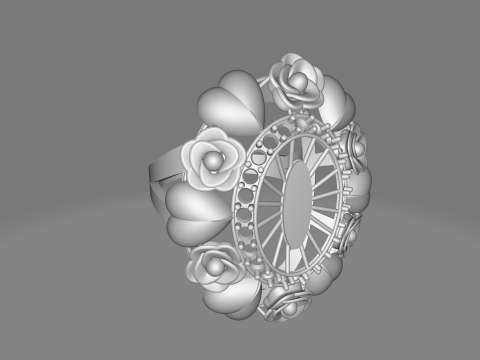 Elegant Heart Ring with Floral Accent 3D Jewelry Design 3D Model