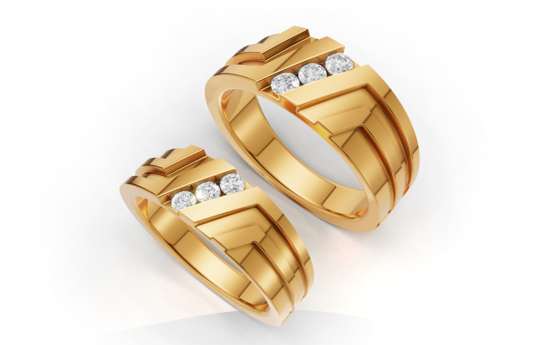 Couple Ring Set Matching Wedding Bands 3D Model .c4d .max .obj .3ds .fbx .stl .blend
