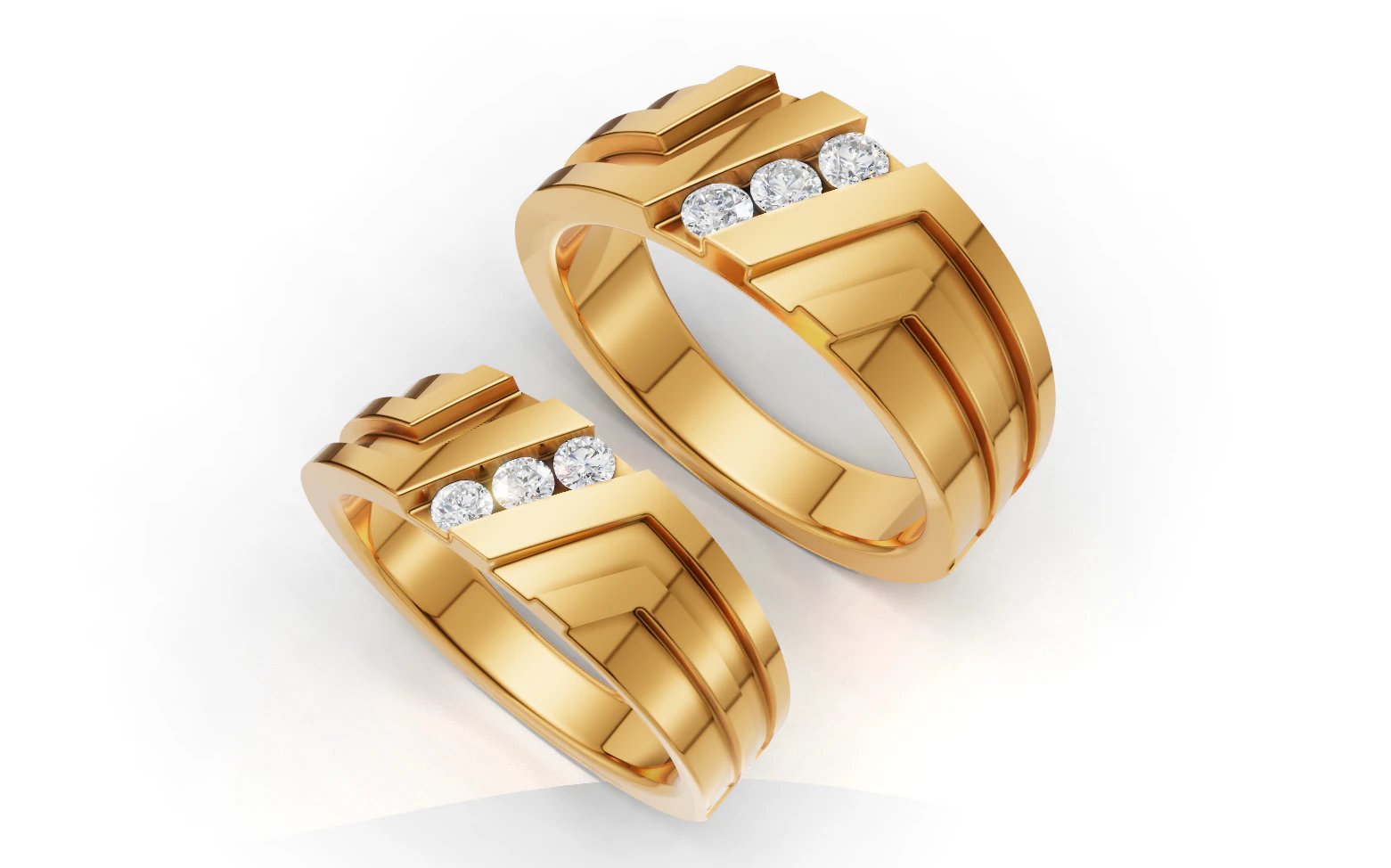 Couple Ring Set Matching Wedding Bands 3D Print Model .c4d .max .obj .3ds .fbx .stl .blend
