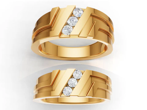 Couple Ring Set Matching Wedding Bands 3D Print Model