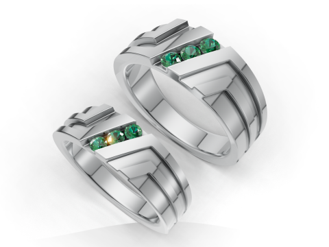 Couple Ring Set Matching Wedding Bands 3D Model