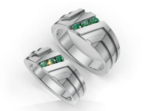 Couple Ring Set Matching Wedding Bands 3D Print Model