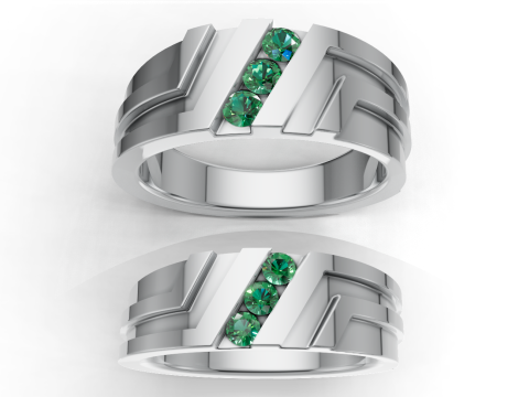 Couple Ring Set Matching Wedding Bands 3D Model