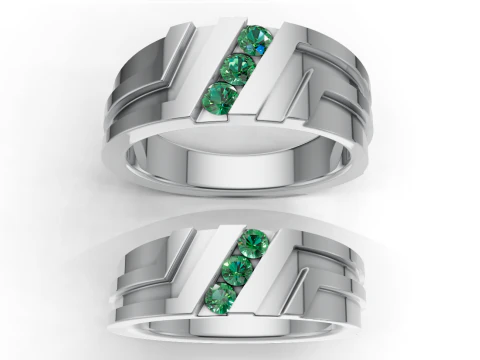 Couple Ring Set Matching Wedding Bands 3D Print Model