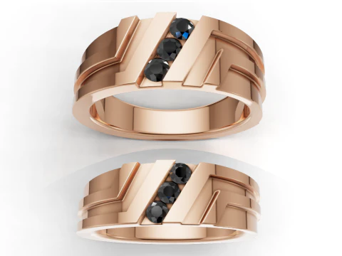 Couple Ring Set Matching Wedding Bands 3D Print Model