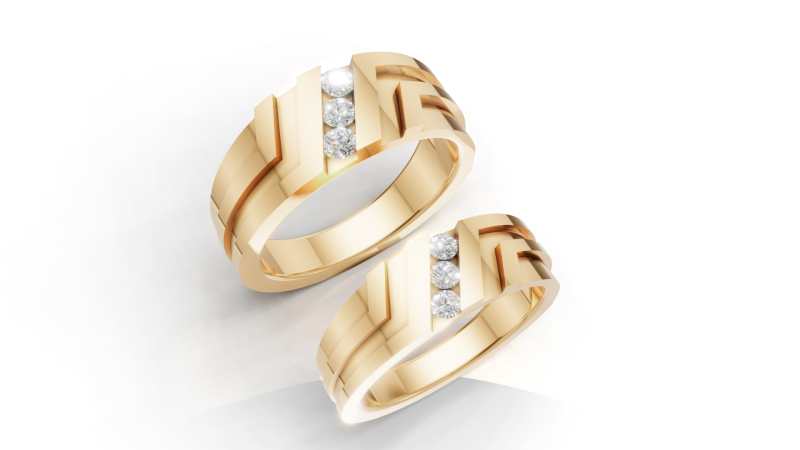 Timeless Matching Couple Ring Set 3D CAD Jewelry Design 3D Modell .c4d .max .obj .3ds .fbx .stl .blend