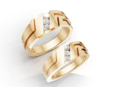 Timeless Matching Couple Ring Set 3D CAD Jewelry Design 3D Model