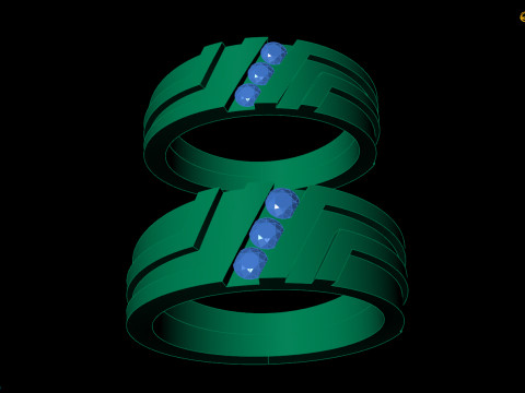 Timeless Matching Couple Ring Set 3D CAD Jewelry Design 3D Modell