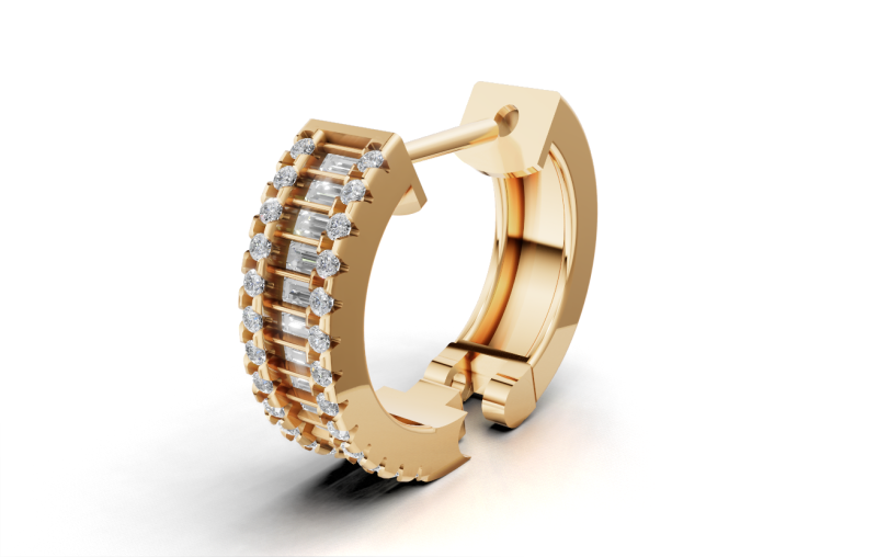 Elegant Gemstone-Set Hoop Earring 3D CAD Jewelry Model Modello 3D .c4d .max .obj .3ds .fbx .stl .blend
