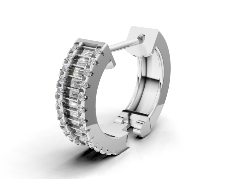 Elegant Gemstone-Set Hoop Earring 3D CAD Jewelry Model Modello 3D