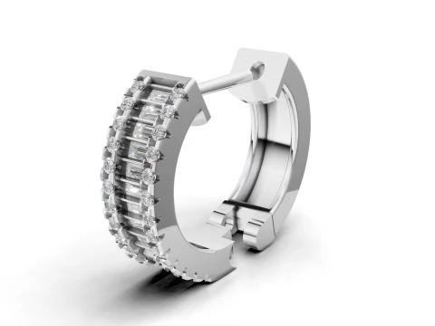Huggie Hoop Earring Sapphire Diamond Bar Design 3D Print Model