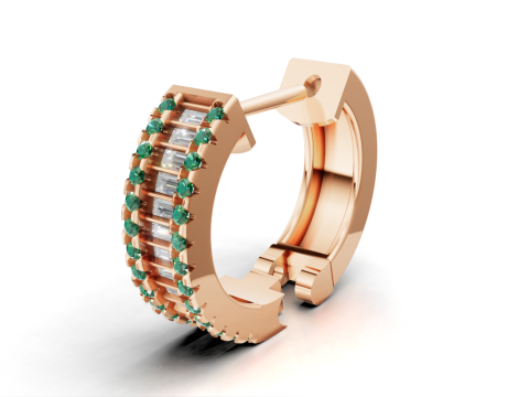 Elegant Gemstone-Set Hoop Earring 3D CAD Jewelry Model Modello 3D