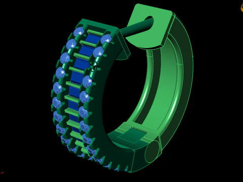 Huggie Hoop Earring Sapphire Diamond Bar Design 3D Print Model