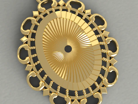 Vintage wiktoriański ozdobny owalny wisiorek STL Model do druku 3D