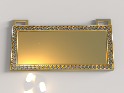 Rectangle Pendant with Gem Border Modèle 3D