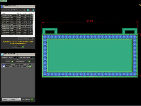 Rectangle Pendant with Gem Border 3Dモデル