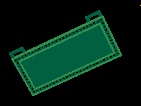 Rectangle Pendant with Gem Border 3Dモデル