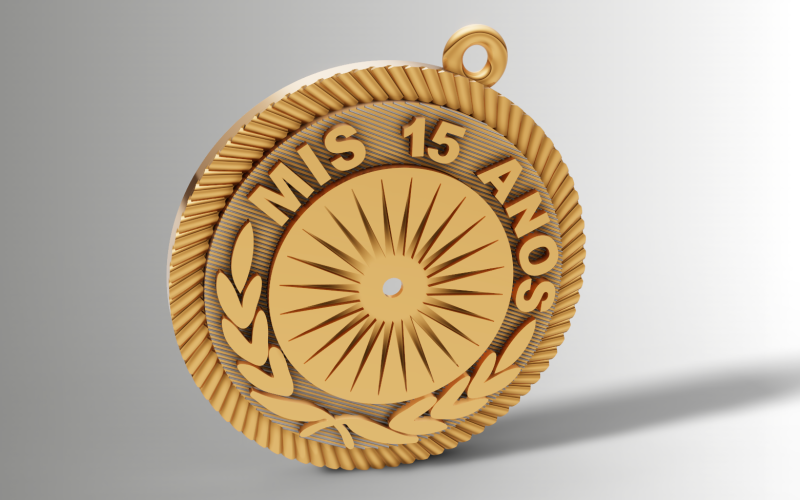 Mis 15 Aos Medalla Colgante STL 3Dm Quinceaera Joyería Modelo de impresión 3D .c4d .max .obj .3ds .fbx .stl .blend 
