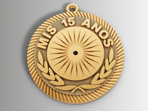 Mis 15 Aos Medalla Colgante STL 3Dm Quinceaera Joyería Modelo de impresión 3D