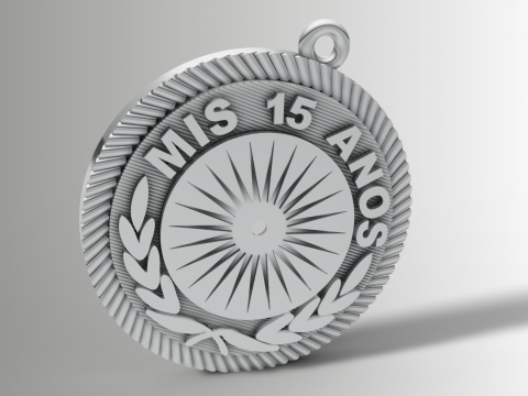 Mis 15 Aos Medalla Colgante STL 3Dm Quinceaera Joyería Modelo de impresión 3D