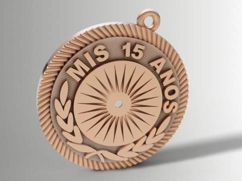Mis 15 Aos Medalla Colgante STL 3Dm Quinceaera Joyería Modelo de impresión 3D