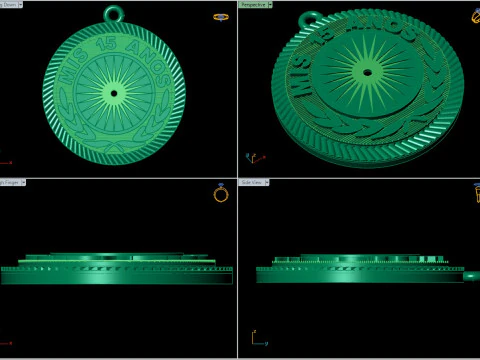 Mis 15 Aos Medal Pendant STL 3Dm Quinceaera Jewelry 3D Print Model