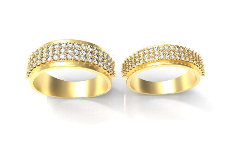 Elegant Couple Ring with Sparkling Gems Model 3D .c4d .max .obj .3ds .fbx .stl .blend
