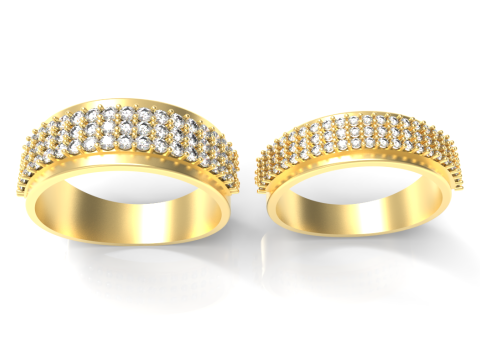 Elegant Couple Ring with Sparkling Gems Modelo 3D