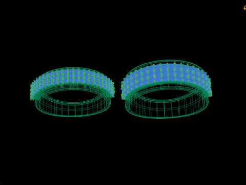 Elegant Couple Ring with Sparkling Gems Model 3D