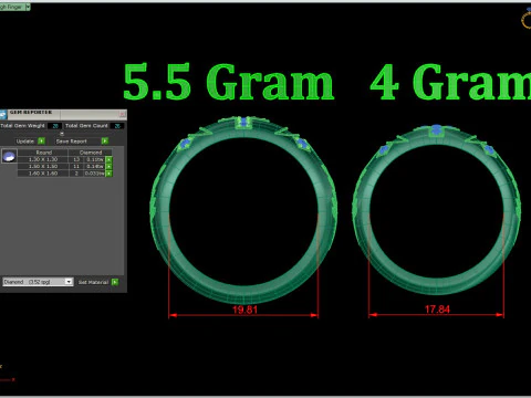 Couple Ring with Cross and Gemstones 2 3D Print Model