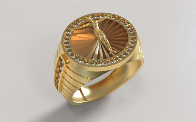 Gents Ring and Jesus Figure 3D 模型 .c4d .max .obj .3ds .fbx .stl .blend 