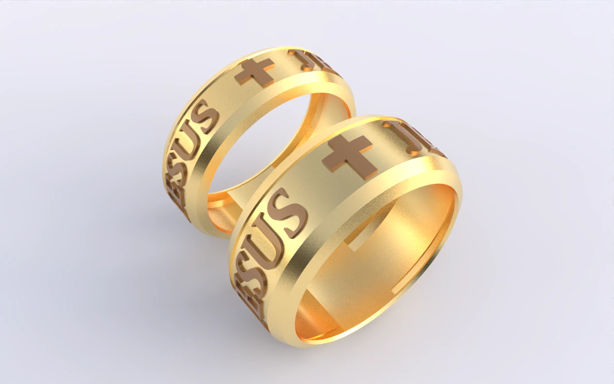 Couples Jesus Cross Band Ring 3D Print Model .c4d .max .obj .3ds .fbx .stl .blend